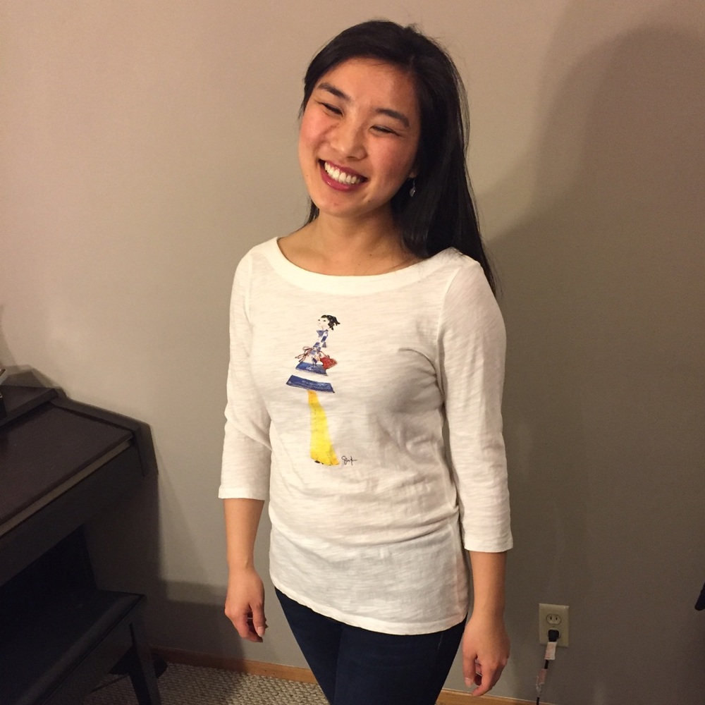 LOFT White Long Sleeve Tee with Graphic